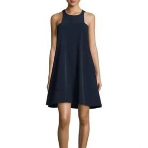 Milly Cady Angular Trapeze Dress Mini High Neck Navy Blue 4
